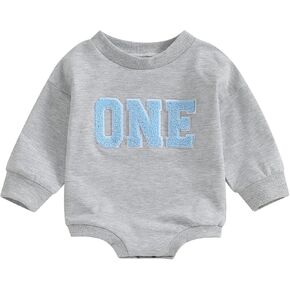 Toddler Kids Baby Girl Boy Birthday Outfit Letter Embroidery Long sleeve Birthday Shirt/Romper Cake Smash Outfits