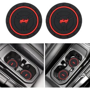 Car Cup Holder Coaster for Jeep Wrangler JL JK JLU Gladiator JT Universal Car Truck SUV Cup Non-Slip Holder Coasters Interior Accessories 2 Packs (Black&White)