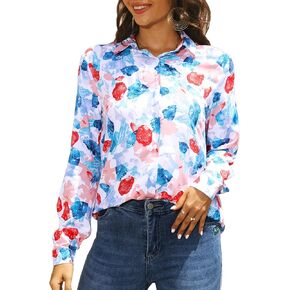 Womens Long Sleeve Button Down Shirts Dressy Casual Tops Work Blouses
