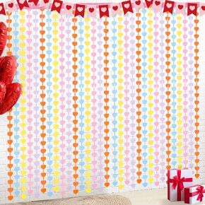 2 Pack Valentines Fringe Curtain 3.3 x 6.6 ft Colorful Heart Foil Curtain Valentine Tinsel Curtain Hanging Streamers for Valentine's Day Decorations Wedding Birthday Photo Props Backdrop