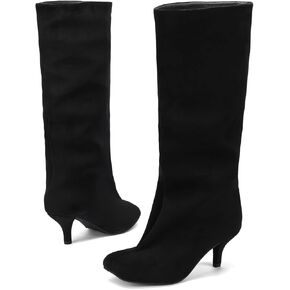 Knee High Boots for Women Wide Calf Boots With Square Toe And Kitten Heels Dress Long Booties Womens Tall Boots for Ladies Casual Fahion Dressy