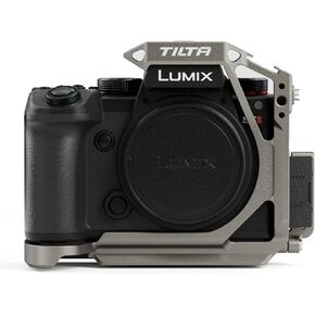 Tilta Half Camera Cage Compatible with Panasonic S5 II/IIX/G8 II - Titanium Gray | Mount Accessories via NATO Rail, Rosette, Cold Shoe,1/4"-20 Threads with Locating Pins | TA-T50-HCC-TG