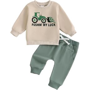 SHIBAOZI St. Patrick's Day Outfit Baby Girls Boys Sweatshirt Pants Clothes Set Infant Toddler St. Patrick's Day Romper in Kuwait