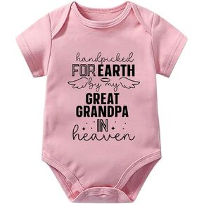 Handpicked for Earth By My Great Grandpa in Heaven Infant Romper Short Sleeve Newborn Outfit Baby Clothes