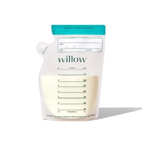Willow - 8 أوقية أكياس تخزين حليب الثدي - 100CT - ختم سحاب مزدوج للمتانة - تخزين حليب الأم الثلاجة والثلاجة - سهلة صب لنقل الزجاجة - BPA خالية - أساسيات الرضاعة الطبيعية