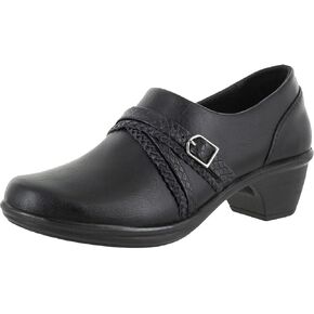 Easy Street Womens Titan Faux Leather Slip On Clogs Black 6.5 Medium (B,M)