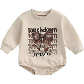 FYBITBO Infant Baby Girl Clothing Touchdown Season Sweatshirt Romper Fall Winter Long Sleeve Onesie Football Outfit Clothes
