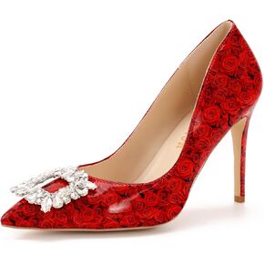 الرنة Lusion Womens High Stiletto Heels Pumps Crystal Printed Leage Ene Sexy Pumps Shoes