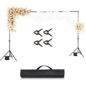 VEVOR Backdrop Stand, 6.5 x 10 ft Adjustable Photo Backdrop Stand Kit, Portable Background Backdrop Stand with 5 Crossbars, Heavy Duty Projector Screen Stand, for Wedding, Photo Video Studio & Party