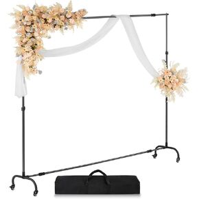 VEVOR Backdrop Stand, 7 x 10 ft Adjustable Photo Backdrop Stand Kit, Portable Background Backdrop Stand with Casters, Heavy Duty Movable Projector Screen Stand, for Wedding, Photo Studio and Party