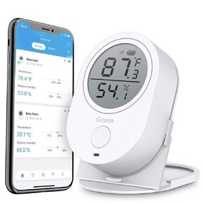 Govee Bluetooth Herometer Hygerometer ، فوري اقرأ شاشة درجة حرارة الرطوبة الرقمية الداخلية مع تنبيه التطبيق ، وسجل بيانات لمدة عامين وتصديرها ، لترطيب حاضنة الحضانة في المنزل.