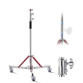 VEVOR Heavy Duty Light Stand with Casters, Max Height 10.5 ft/320 cm, Adjustable Tripod Stand with Stainless Steel, Photography Wheeled Base Stand, for Studio Softbox, Monolight, Reflector Shooting