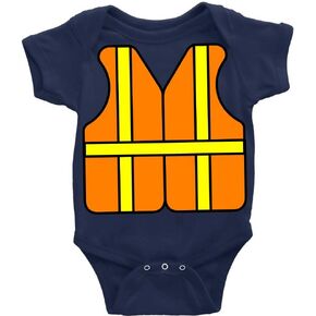 Construction Worker Vest Art Novetly Newborn Bodysuit Short Sleeve Baby Rompers