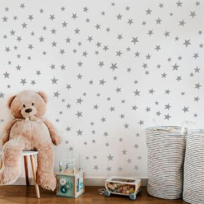 Silver Star Wall Decal -Twinkle Twinkle Little Star Baby Shower Decorations,Star Stickers for Ceiling,Star Stickers for Kids,Star Burst Wall Decor (Star Wall Decal)