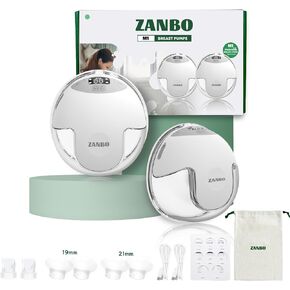 Electric Breast Pump Hands Free M1, Upgraded Wearable Breast Pump of Baby Mouth Double-Sealed Flange with 4 Modes&12 Levels, Electric Breast Pump Portable LED Display-24mm,2 Pack