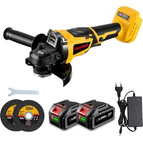 Angle Grinder Cordless, 2x4.0Ah Batteries, 4-1/2-Inch, 8500RPM Brushless Motor, with 2 Saw Blades for Metal Wood Polishing, Thin Steel