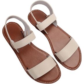 GORGLITTER Women's One Band Ankle Strap Flat Sandals Vacation Open Toe Summer Slides Sandal
