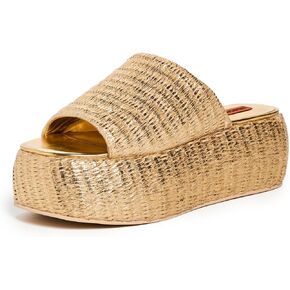 SIMONMILLER Women's Metallic Raffia Cloudy Platform Sandals