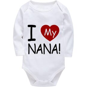 I Love My NANA Baby Clothes Long Sleeve Newborn Outfit White Baby Girl Romper