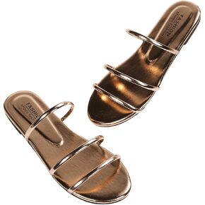 Oyoangle Women's Pu Leather Sandals Metal Metal Open Open Strapp