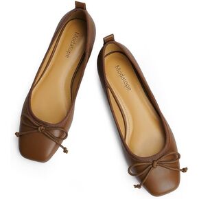 Modatope Flats for Women Dressy Ballet Ballerina Closed Square Toe Slip on Bowknot Flats Shoes