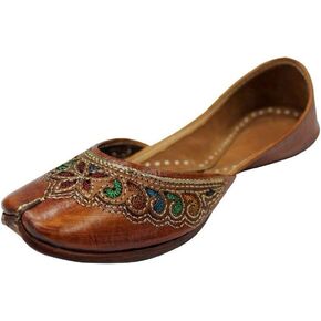 Stop n Style Punjabi Jutti for Ladies Brown Leather Jutti Ethnic Shoes Indian Shoes Jutti Online Mojari Online