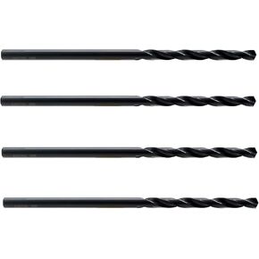 MAXTOOL 1/4"x6" 4pcs Identical Aircraft Extension Drills HSS M2 Extra Long Deep Twist Drill Bits Straight Shank Fully Ground Black; ACF02B06R16P4