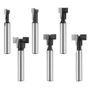 Keyhole Router Bit Set 1/4 Inch Shank, 6 Pieces T Slotting Router Bits, Cutter for 1/4, 5/16, 3/8, 9/16, 1/2, 5/8 inch Blade Diameter