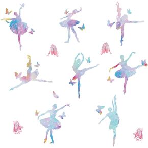 SUPERDANT 8 Styles Ballet Wall Decals Ballerina Wall Decals Dancing Ballerinas Wall Decals Ballet Shoes Wall Decals Butterfly Wall Art Room Decor Girls Bedroom Decals Vinyl Wall Decals