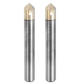 uxcell 2 Pcs 90 Degree V Groove Engraving Router Bit for CNC Tip and 4 Flutes 1/4 Inch Shank Carving Bit Nano Coated Carbide End Mill for Carving Engraving