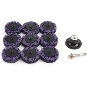 KUO FU 9Pcs 2 Inch Strip Disc Quick Change Abrasive Disc Easy Strip & Clean Grinding Wheels + 1Pc Lock Sanding Disc for Remove Paint,Rust and Oxidation
