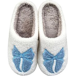 Women's Bow Slippers Fuzzy Leopard print bow slippers Soft Memory Foam Plush Fluffy Warm Fur Lined Slippers