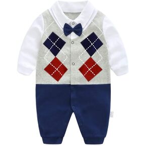 GORBAST Baby Boy Gentleman Romper Clothes Suit Long Sleeve Jumpsuit Outfit