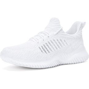 Akk White Tennis Shoes Women - Women's Slip On Walking Shoes Lightweight Casual Running Sneakers US Size 8.5 White