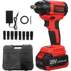 Brushless Cordless Impact Wrench Set, 1/2 inch, 320 ft-lbs / 430N.m Max Torque, Includes 3.0A Li-ion Battery and 8 Impact Sockets for Car Tires