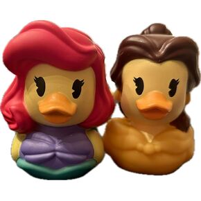 Just Play Rubber Ducks - Disney's Duckalooz, Ariel and Belle, 2.5" Bath Tub Toys for Kids