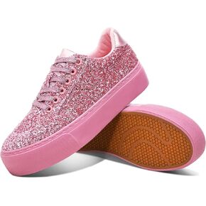 Jeekopeg Glitter Platform Sneakers Women Casual Sequin Sparkly Shoes Bling Thick Sole Walking Shoes Shiny Sequin Wedding Sneakers for Lady