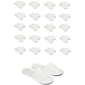 CHOCHILI 20 Pairs Fabric Packed Economy Disposable Hotel Slippers for Airbnb Spa Salon Party Wedding Guests - Fits up to Adult US Men Size 10 & Women Size 11, White