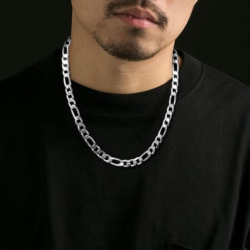 Stainless Steel Figaro Chain Necklace for Men Women, Real Gold/Black Plated Chains, 4/6/7/9mm width,18"-30" Length Jewelry Gift, Send Gift Box in Kuwait