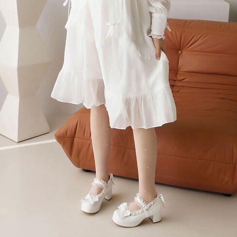 Kawaii Mid Block Heel Mary Janes Platform Rockabilly Shoes Patent Chunky Heels Pumps Sweet Cute with Bow in Saudi Arabia
