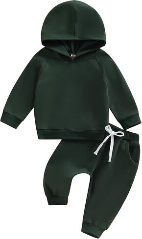 Baby Boy Sweatsuit Outfits Solid Color Hoodie Sweatshirt Sweatpants Toddler Infant Spring Fall Clothes Set in Saudi Arabia