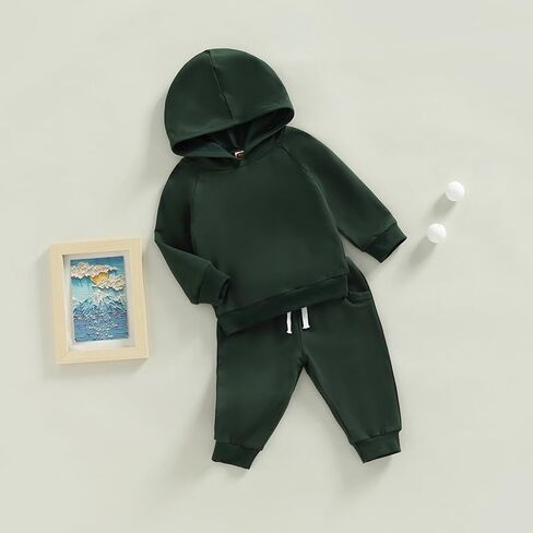 Baby Boy Sweatsuit Outfits Solid Color Hoodie Sweatshirt Sweatpants Toddler Infant Spring Fall Clothes Set in Saudi Arabia