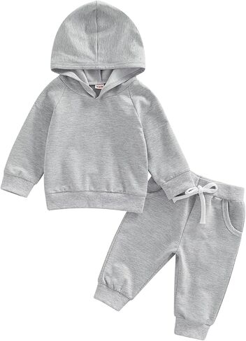 Baby Boy Sweatsuit Outfits Solid Color Hoodie Sweatshirt Sweatpants Toddler Infant Spring Fall Clothes Set in Saudi Arabia