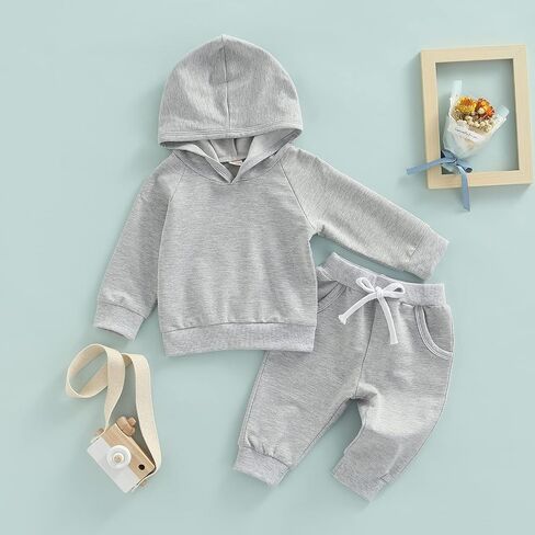 Baby Boy Sweatsuit Outfits Solid Color Hoodie Sweatshirt Sweatpants Toddler Infant Spring Fall Clothes Set in Saudi Arabia