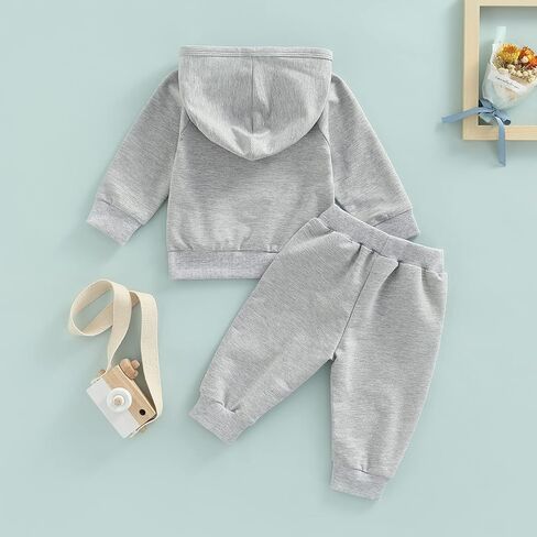 Baby Boy Sweatsuit Outfits Solid Color Hoodie Sweatshirt Sweatpants Toddler Infant Spring Fall Clothes Set in Saudi Arabia