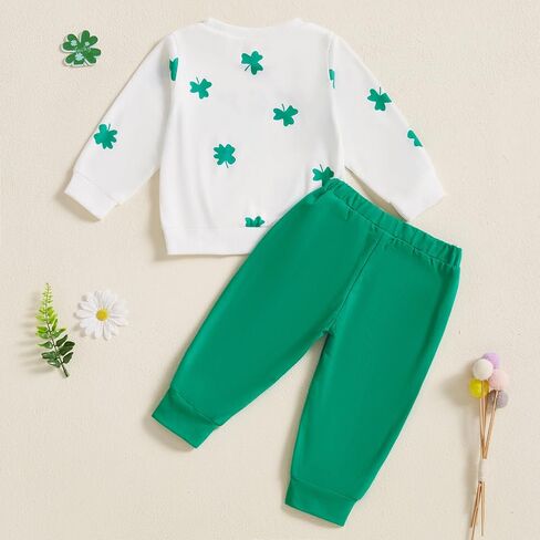 St.Patricks Day Baby Boy Outfit Long Sleeve Lucky Charm Sweatshirt Green Pants Cute Shamrock Fall Winter Clothes in Kuwait