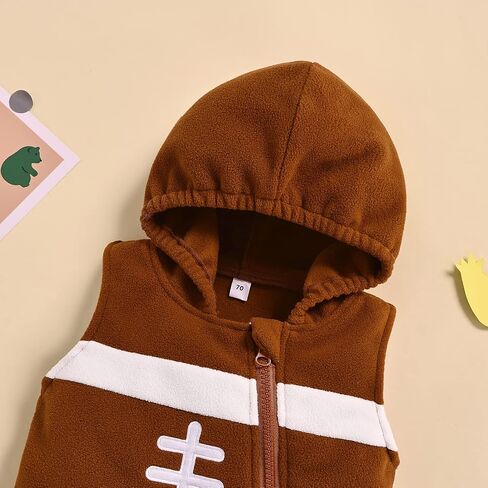 Ayalinggo Toddler Baby Boy Girl Football Player Costume Sleeveless Hoodies Rugby Outfit Zipper Bodysuit with Warm Sock in Saudi Arabia