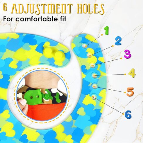 Pack of 2 Silicone Bibs for Babies and Toddlers | Kids Adjustable Soft Waterproof Silicone Bibs with Food Catcher in Saudi Arabia
