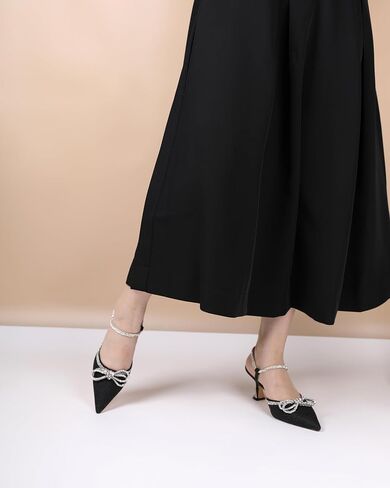 Joseywade Rhinestone Bow Heels Women Found Toe Low Heel Pumps مضخات قابلة للتعديل في الكاحل الزفاف أحذية حفل زفاف in Kuwait