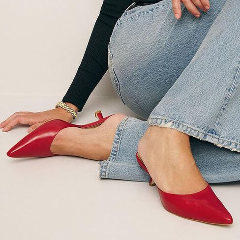 Slippers for Women Women Kitten Heels Mules Closed Pointed Toe Slip on Backless Stiletto Slingback Heels Dress Pumps Shoes in Kuwait